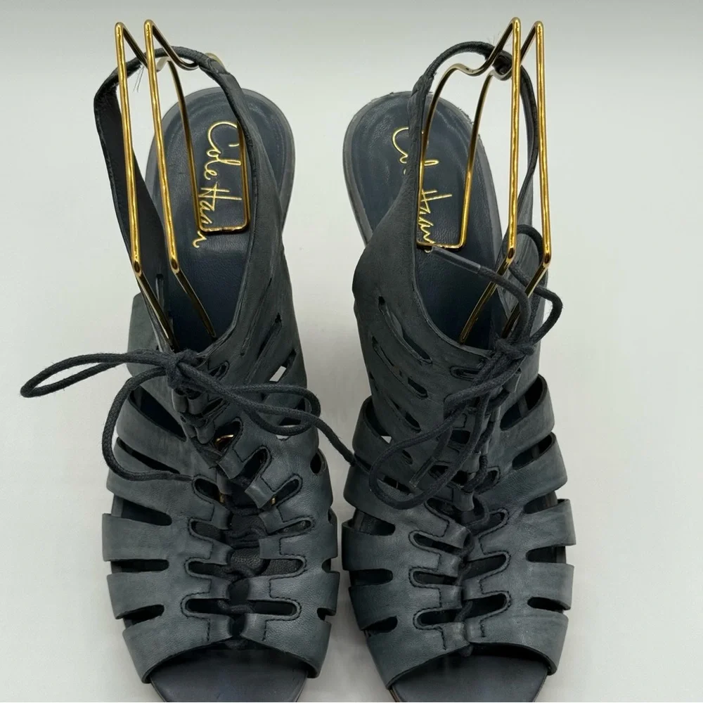 Cole Haan Nike Air Skye Lace Up Strappy Gladiator Wedge Size 10B - Picture 3 of 15